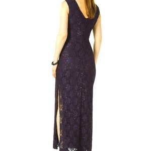 connected cutout sequined lace gown